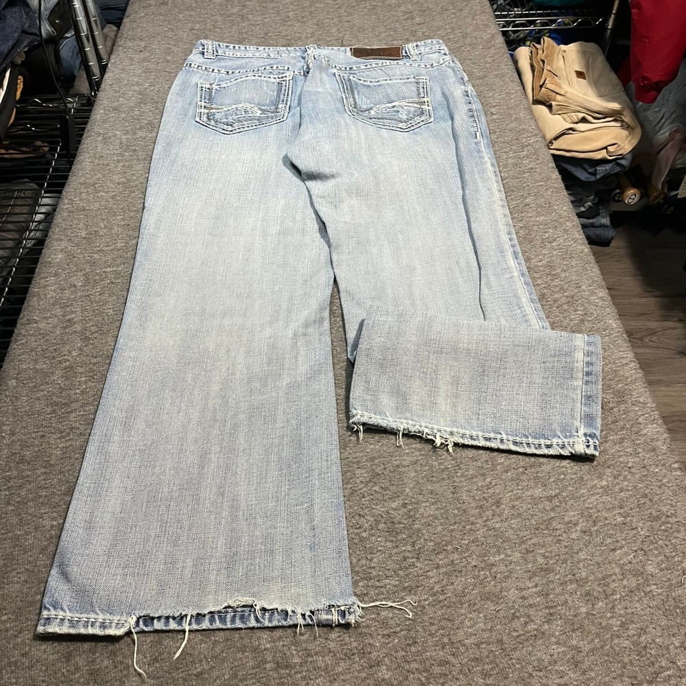 Rock and Roll Cowboy Cannon Loose Fit Jeans Light Wash Wide Leg Mens 38x32